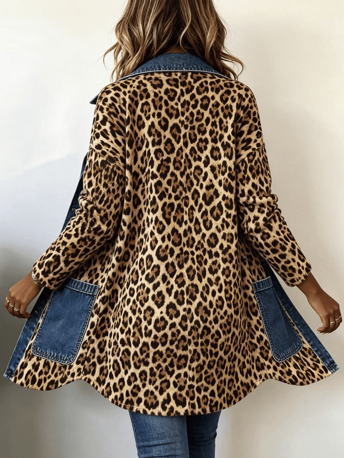 Lorena | Chamarra Larga de Leopardo de Mezclilla