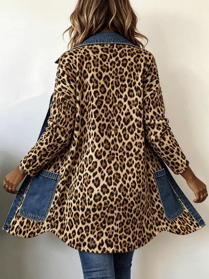 Lorena | Chamarra Larga de Leopardo de Mezclilla